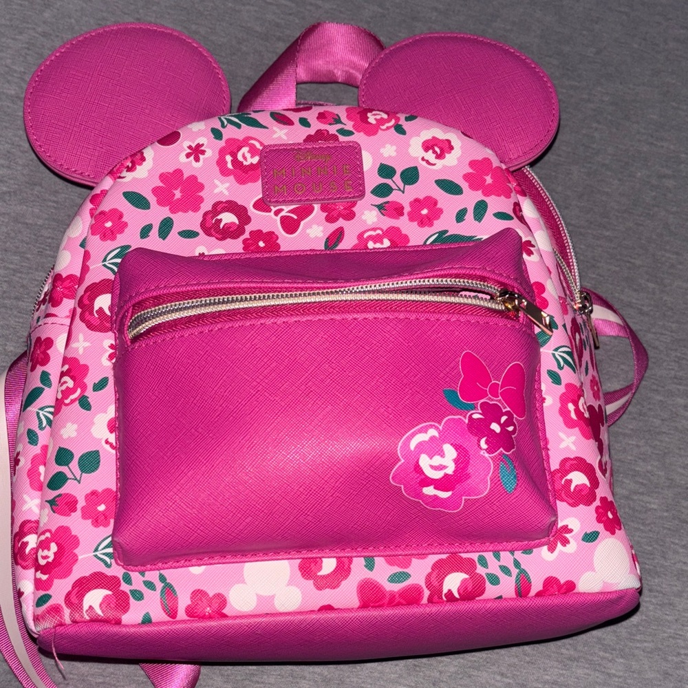 Pink Floral Minnie Mouse Backpack